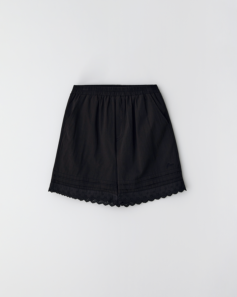 pintuck lace shorts_black